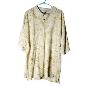VTG Tommy Bahama Polo Shirt Size XXL Floral Short Sleeve 100% Cotton Yellow